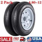 2Pcs 4.80-12 Trailer Tires & Rims 480-12 4.80 X 12 4 Lug 6PR White Spoke Wheel