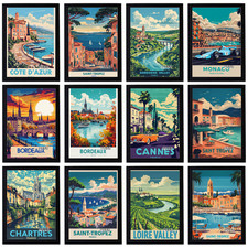 Vintage Travel Holiday Poster Retro City Print France Decor Wall Art A5 A4 A3
