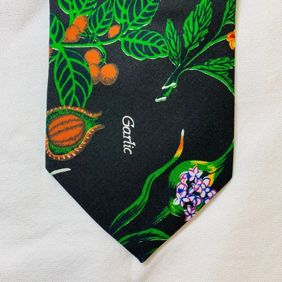 Corbata Hierbas Especias Algodón Negro Novedad Corbata Jardinero Regalo Impresiones Frescas Foto 3 de 4