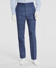 Calvin Klein Men's Blue Plaid X Slim-Fit Wool Stretch Suit Pants Size 30W 30L