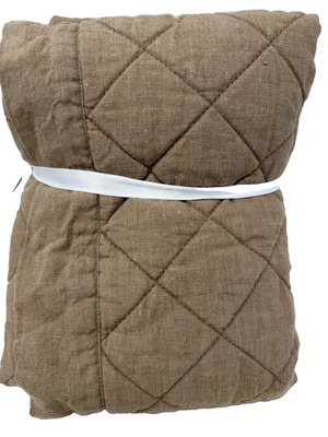 New Pottery Barn Belgian Flax Linen Diamond Euro Shams Set of 2 ~Bronze~