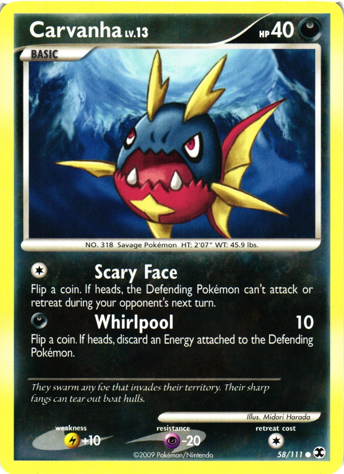 Pokemon TCG Carvanha 58/111 Rising Rivals Common LP