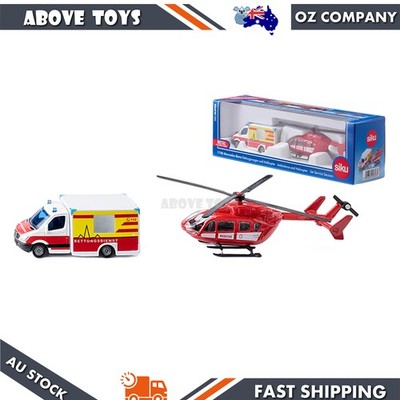 Siku 1:87 Scale Mercedes Benz Ambulance With Helicopter Diecast Toy Model Set