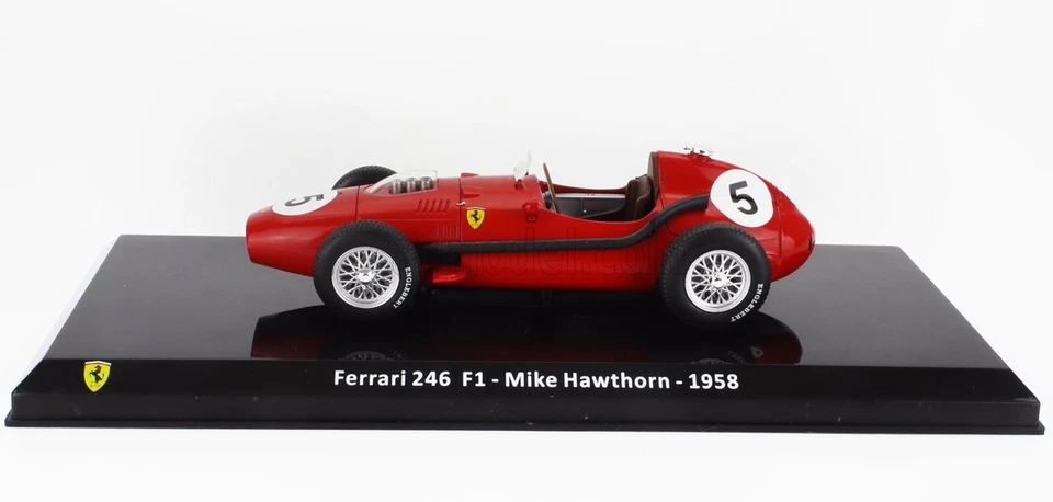 MODELLINO AUTO STATICO FERRARI F1 DINO 246 1958 MIKE HAWTHORN CON VETRINA 1:24 - Immagine 4 di 4