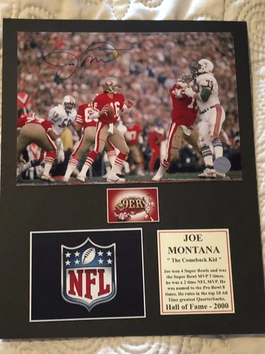 Joe Montana Signed 5x7 Photo In a 8x10 Matt. HOF. COA. 49ers