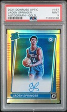 JADEN SPRINGER 2021-22 Donruss Optic Rated Rookie Autographs Gold 06/10 PSA 9