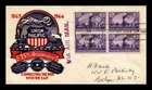US COVER RAILROAD FDC SCOTT 922 BLOCK OF 4 STAEHLE SMARTCRAFT THERMOGRAPHED