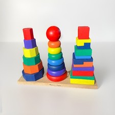 Melissa  Doug Geometric Stacker - Wooden Educational Kids Toy