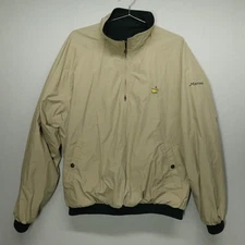 Masters Collection Golf Windbreaker Beige Green Reversible Fleece Quarter Zip