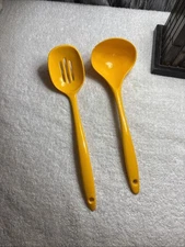 Vtg Melamine Ware Yellow Serving Spoon Spatula Laddle Kitchen Utensils