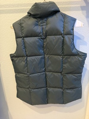 Land's End 70% Goose Down Puffer Vest Women's M 10-12 Green Quilted Snap Layer