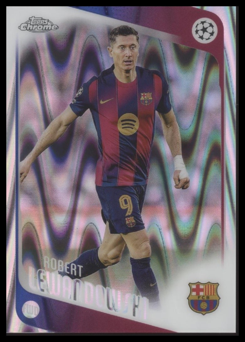 2025-26 Topps Chrome UEFA Robert Lewandowski #54 Raywave Refractor