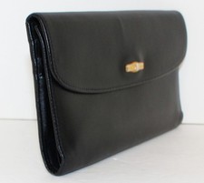 Longchamp Le Roseau Bi-fold Checkbook Wallet Supple Black Leather