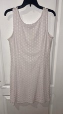 white sleeveless crochet sheath dress, Size 14