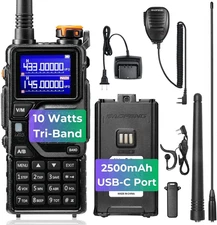 K5PLUS Tri-Band Ham Radio Long Range, UHF VHF 1.25M Handheld 10W Tri-Power Two W