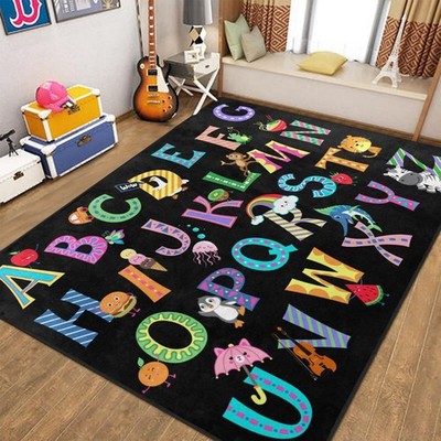 ABC Alphabet Rug, Classroom Playmat Rugs - 5x7 Ft Kids Carpet with Rubber Bac...