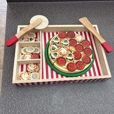 Melissa Doug Wooden Pizza Party Play Food Set with 30 Toppings