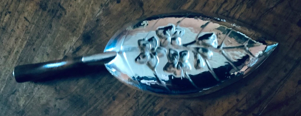 posacenere a foglia argento 800 manico legno - Immagine 3 di 3