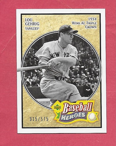 2005 Upper Deck Baseball Heroes # 152 Lou Gehrig Carta Base #ed/575 - Foto 1 di 2