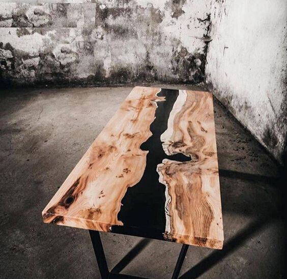 Black Resin Epoxy acacia wood table top Dining Table Top Home Decorative