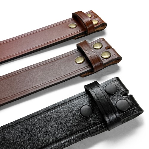 Alabama Two Lines Smooth One Piece Full Grain Cowhide Leather Belt Strap 1-3/4" - Picture 2 of 9