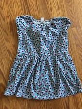 Tea Collection Girls Blue Corduroy Floral Dress Pockets size 5