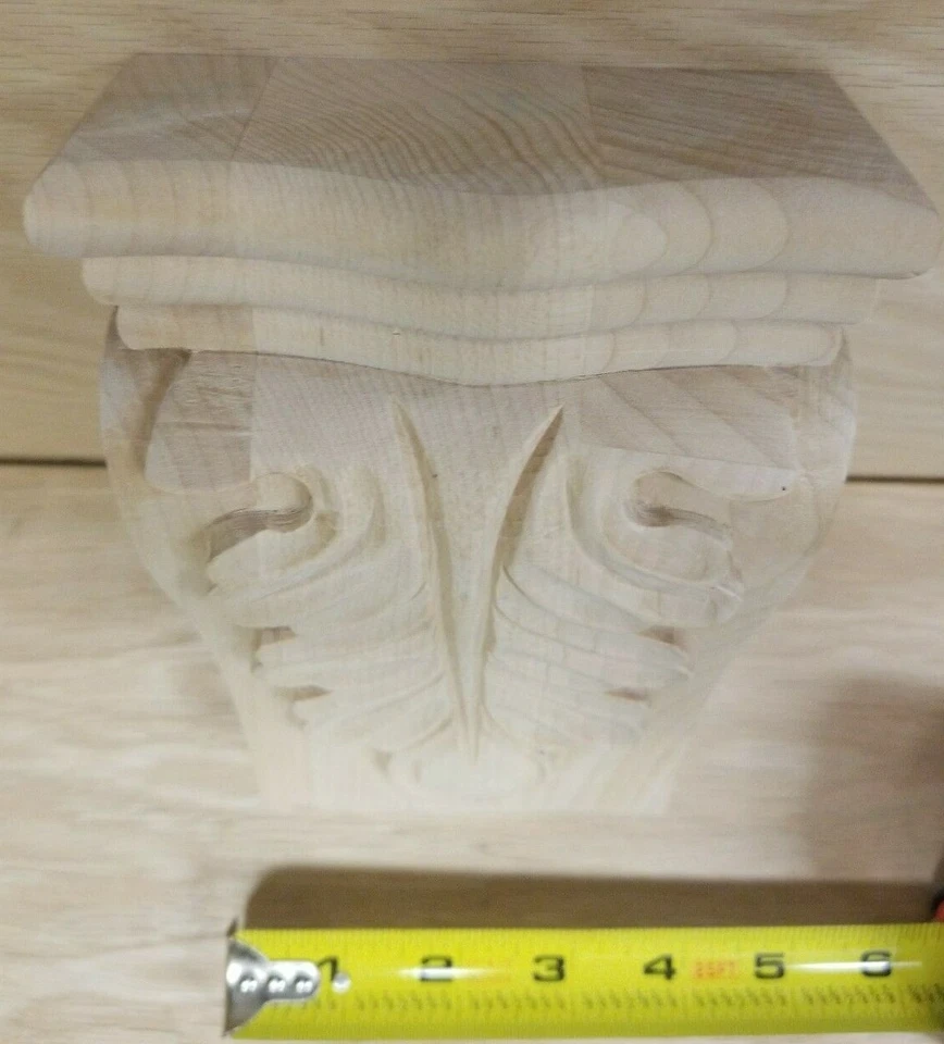 Ménsula de acanto de bajo perfil madera de arce 4-1/2 x 2 x 7 hoja maciza tallada a mano Foto 2 de 4