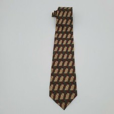 Guess Vintage Retro Imported Silk Tie Made in USA American Classic Gold Burgundy