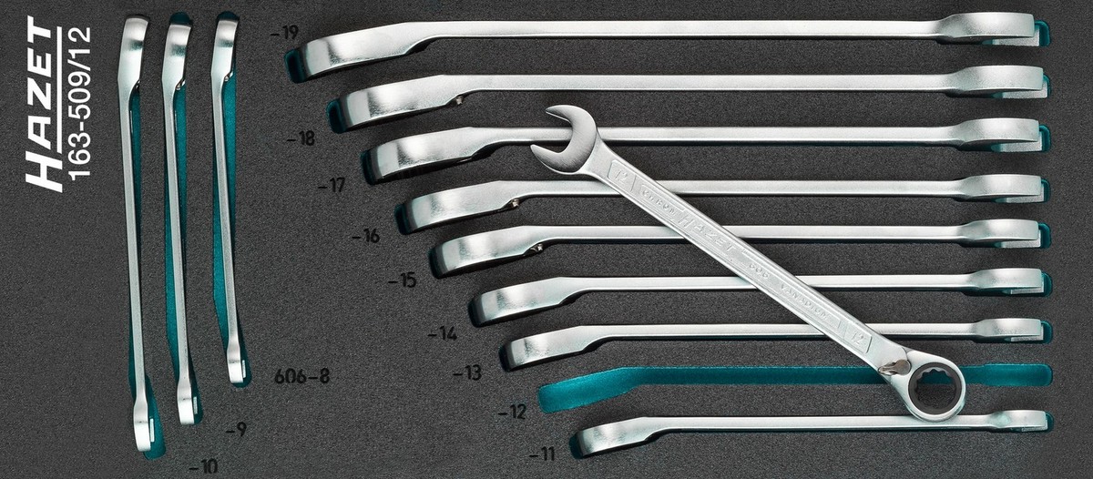 HAZET Ratcheting combination wrench set 163-509/12 Outside 12
