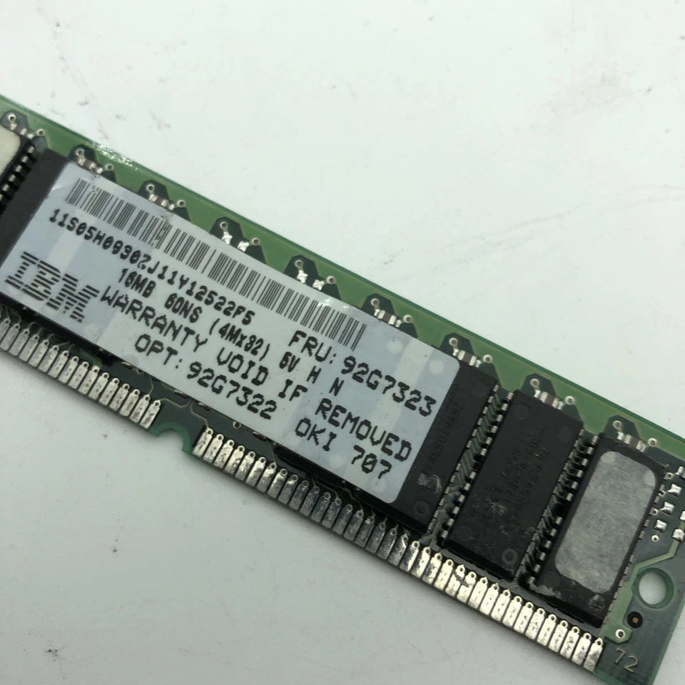 IBM 16MB FPM 70NS SIMM 72-PIN 4X32 Memory FRU# 92G7322 92G7323 05H0930 - Image 3 of 4