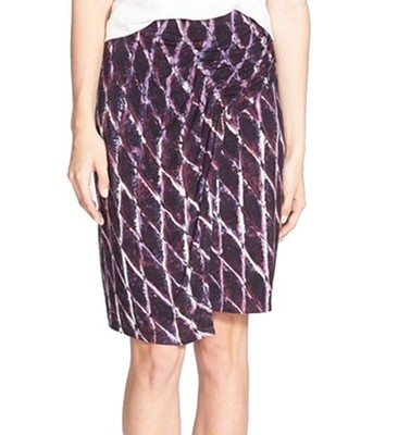 Get Rabate NicZoe NEW Purple Black Womens Size Large L Stretch Knit Skirt 023 DEAL