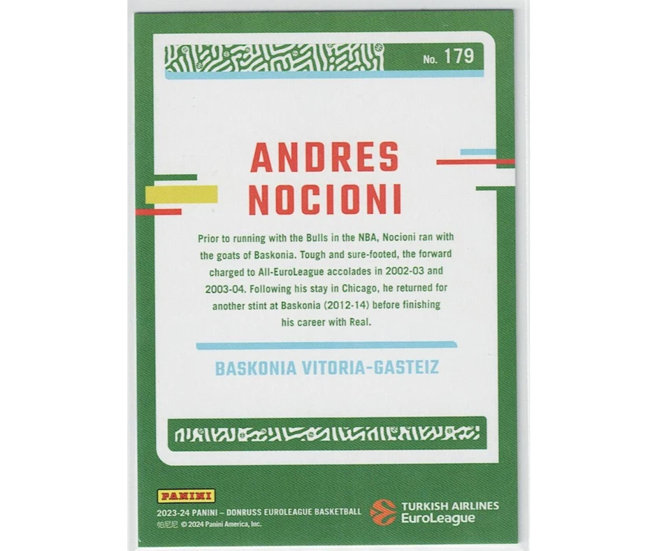 2023-24 Panini Donruss Euroleague Press Proof /249 #179 Andres Nociani - Image 2 of 3