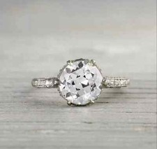 Art Deco Style Round Cut Lab Created Diamond Wedding 14K White Gold Finish Ring