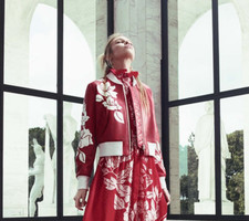 FENDI Leather Bomber Applique Jacket