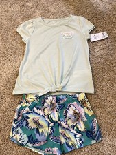 CARTER'S Girls 2 piece Short PJ Pajama New NWT Retails 30 Green Tropical Size 4