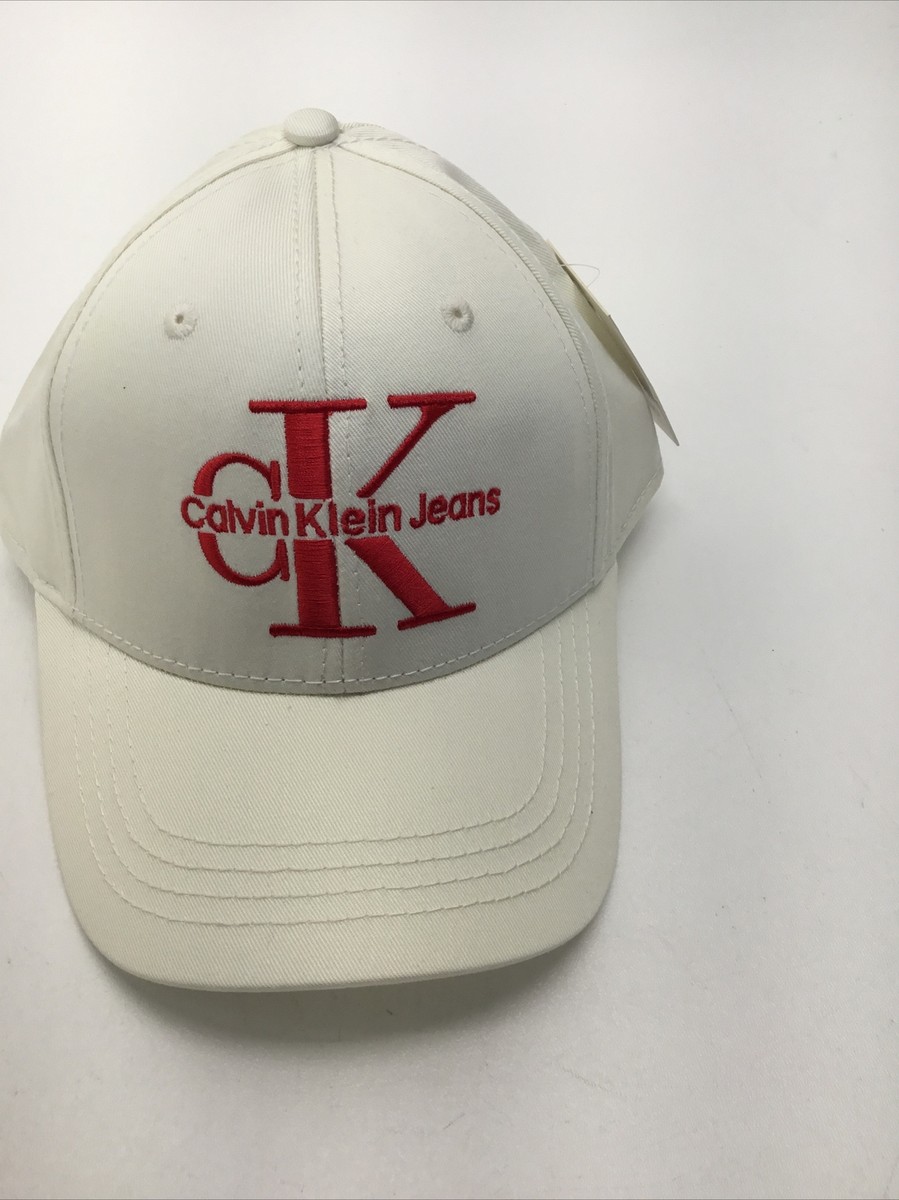 Calvin Klein Jeans Monogram Embroidered Cap, Beige Red,