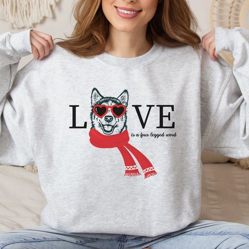 Siberian Husky Sweatshirt Valentine's Day Shirt Love Dog Mom Top Dog Lover Gift - Picture 11 of 12