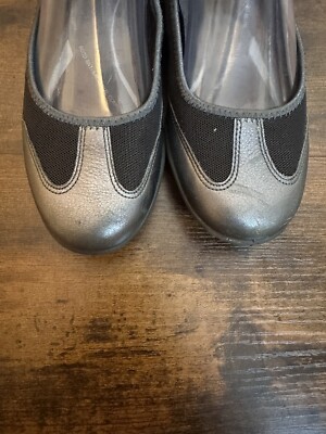 ECCO Bluma Women Metallic Gunmetal Gray Black Ballet Flat Shoe Size 6M