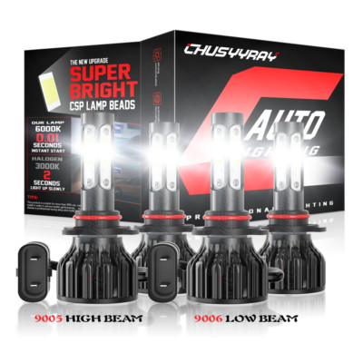 White LED Headlights Bulbs Hi/Lo Lights Fit Dodge Charger Sedan 4-Door 2006-2010