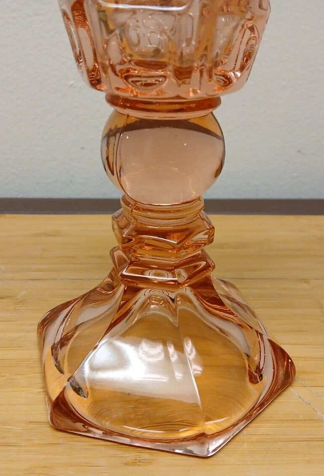 Antigua lámpara de aceite de ballena de vidrio prensado rosa C1840 Foto 4 de 4