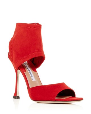 red bootie sandals