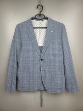 Gant Semi Lined Summer Blazer Jacket 2 Btn Blue Check Cotton Mens Size 48