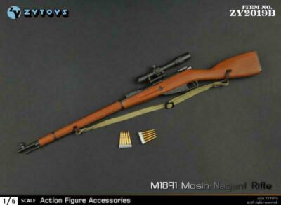 ZY Toys WWII USSR Soviet M1891 Mosin–Nagant Sniper Rifle 1/6 Fit