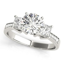 1.50 Ct Round Simulated Diamond Engagement Ring 14K Solid White Gold Size 7.5