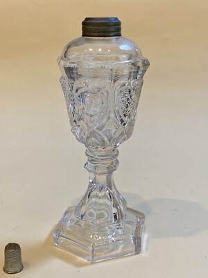 Early Flint Glass Whale Oil Lamp C1850s As Found