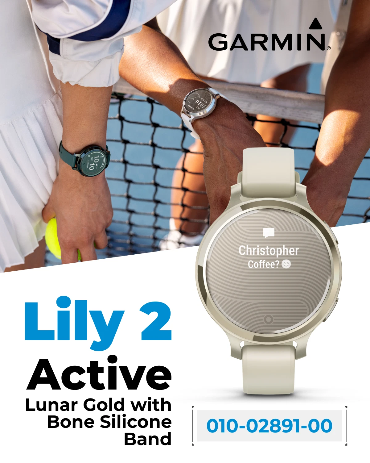 Garmin Lily 2 Active 38mm Woman Stylish Smartwatch Lunar Gold