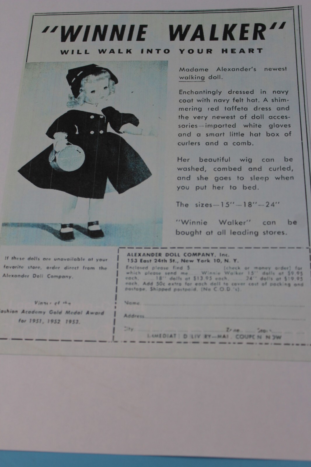 1950's WINNIE WALKER DOLL BY MADAME ALEXANDER 24" original clothing