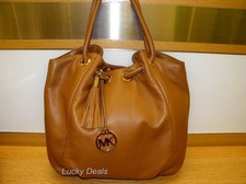 MICHAEL KORS ASTOR RING Large TOTE HANDBAG BAG Luggage Tan Leather NEW DUST bag