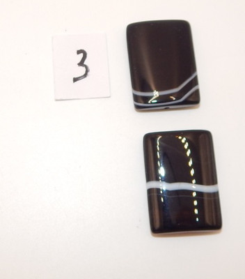 Black Striped Agate 30mm x 21mm Convex  Rectangle Pendants ( 2 Pendants)(3)