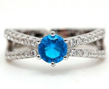 2CT Blue Topaz  Topaz 925 Solid Sterling Silver Ring Jewelry Sz 7 LB1-7